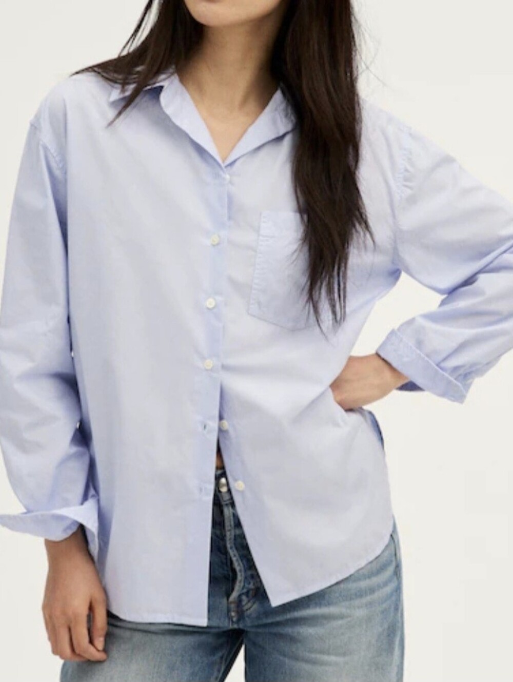 Madewell The Easy Shirt in Poplin Size XL Light Blue Button Front